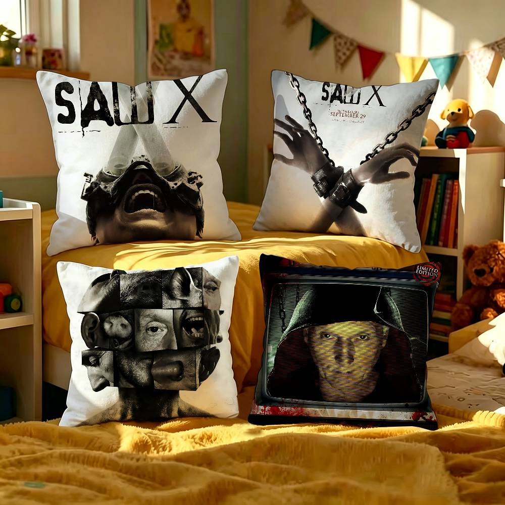 Classic Horror Movie S-Saw Cushion Cover Inches Farmhouse Decor Home Throw Pillow Covers For Couch Decorations