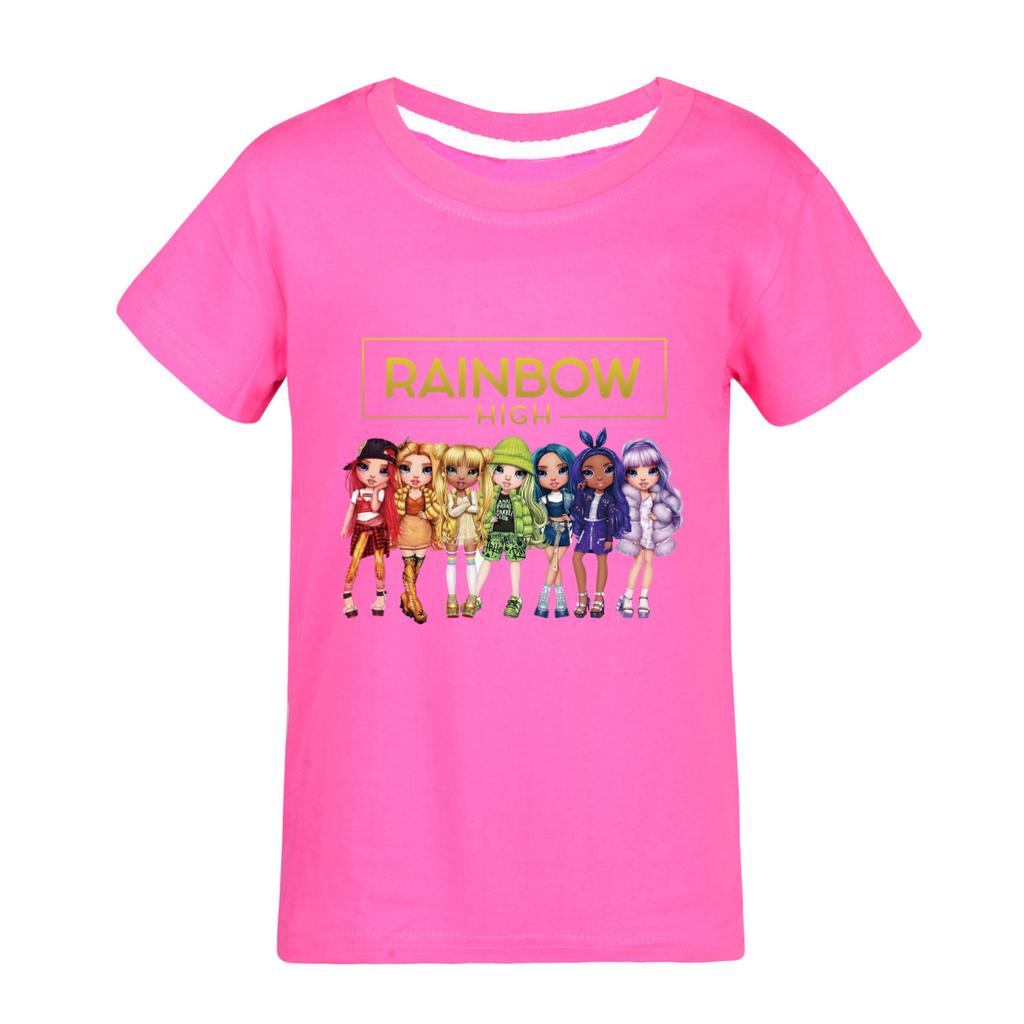 Fantasy Friends Rainbow High T-Shirt Kinder Sommerkleidung Mädchen Kurzarm Oberteile Kleinkind Junge Mode Streetwear Kinderkleidung