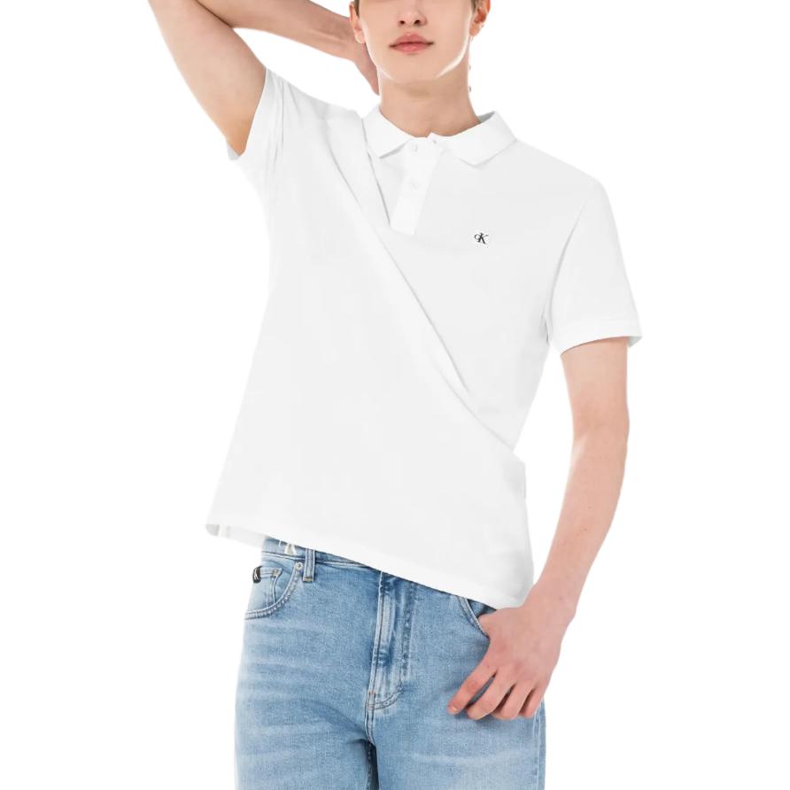 Calvin Klein Casual Letter Embroidery Breathable Short Sleeve Polo Shirt Men Polo Shirts White J320771YAF