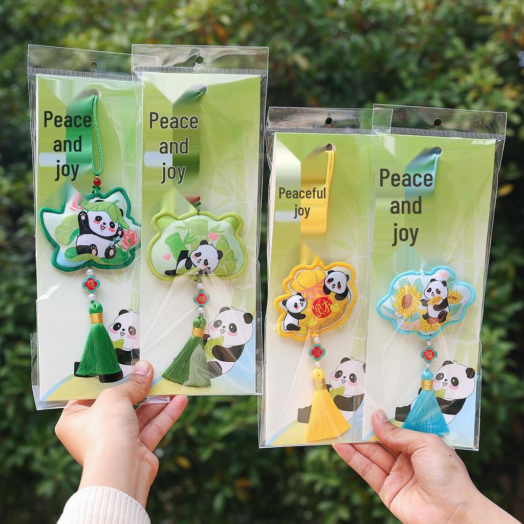 Panda Double-Sided Sachet Ornament - Dragon Boat Festival Embroidered Lucky Bag for Car or Hanfu.