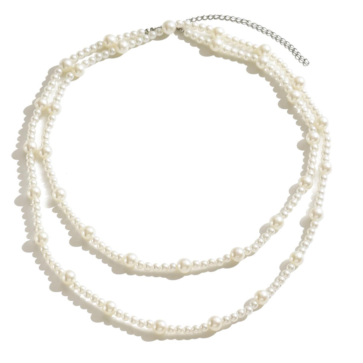 Vintage Y2K light luxury multi-layer pearl necklace niche design cold wind pearl choker handmade collarbone chain