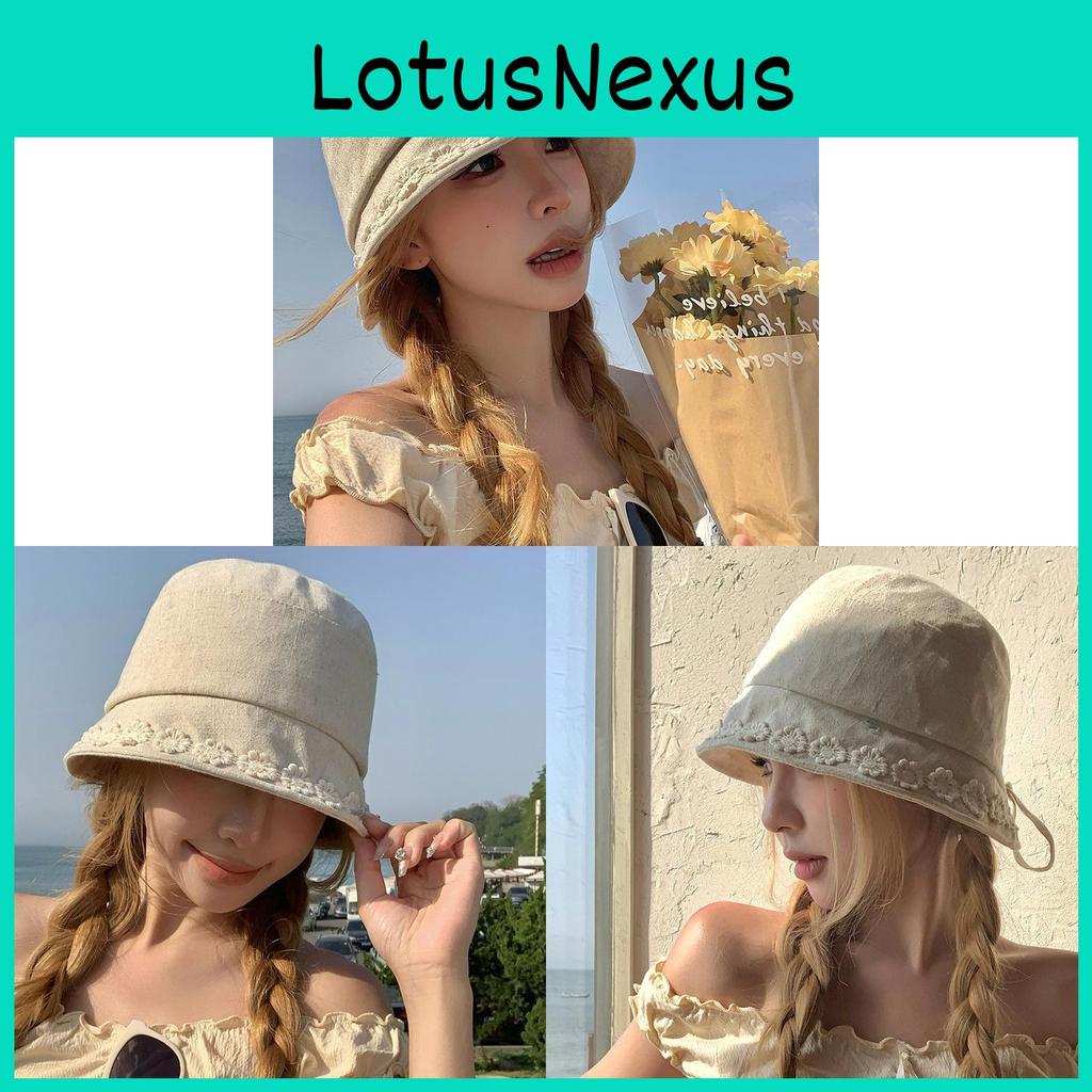 Cotton Linen Summer Embroidered Sun Hat For Women With Breathable Design