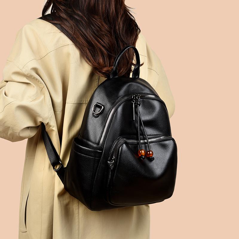 Fashionable and Minimalist Women's PU Leather Backpack with Top Handle, Perfect for Commuting, Travel, and Daily Use