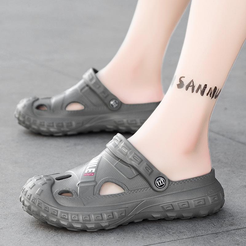 Summer men's slip-flops toe-wrapped platform teen sandals men's breathable non-slip lightweight beach shoes
