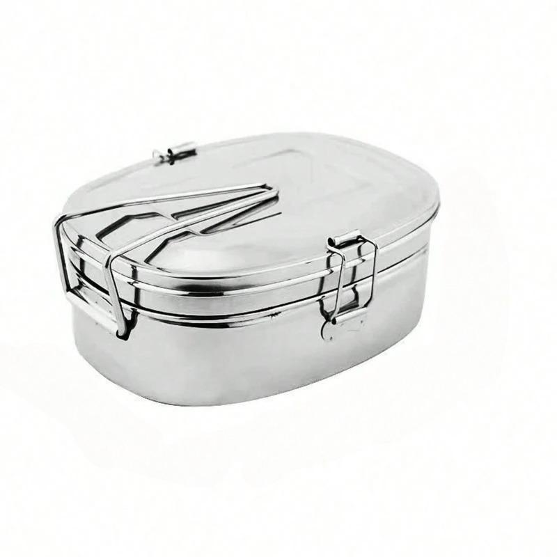 Двухслойный ланч-бокс бенто - Прямоугольный из нержавеющей стали, Герметичный, Контейнер для ланча для взрослых студентов, Коробка для хранения еды