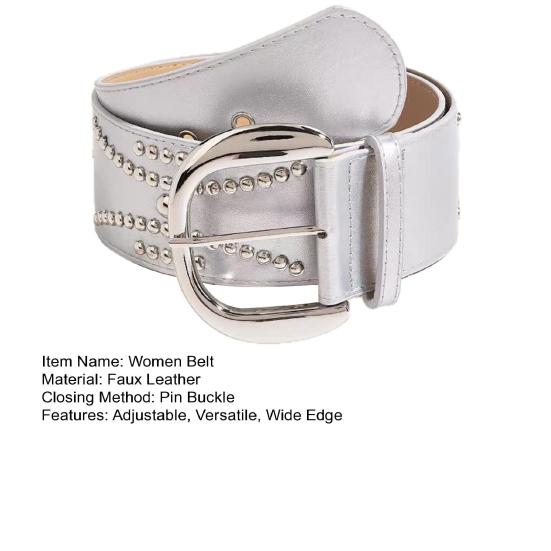 Imitation Leather Women Belt Wide Edge Design Adjustable Length Belt