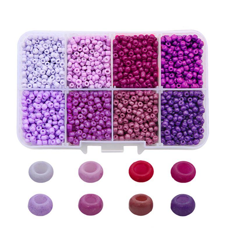 8-Compartment 3mm Solid Color Seed Bead Pack for DIY Letter Bracelets and Jewelry Making