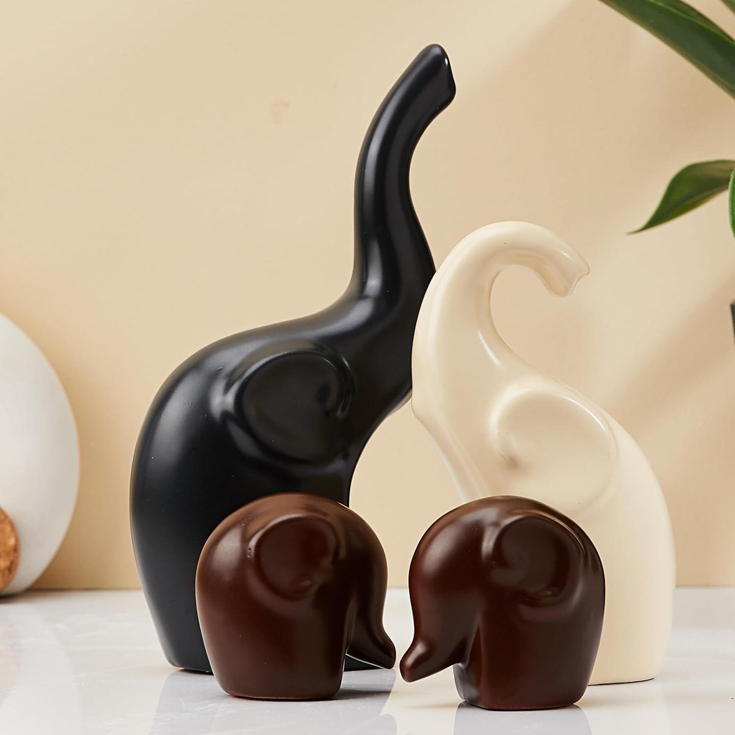 

Домашний декор Семья слонов Матовая отделка Керамические Фэнтези фигурки(Набор из 4 штук, разноцветный)