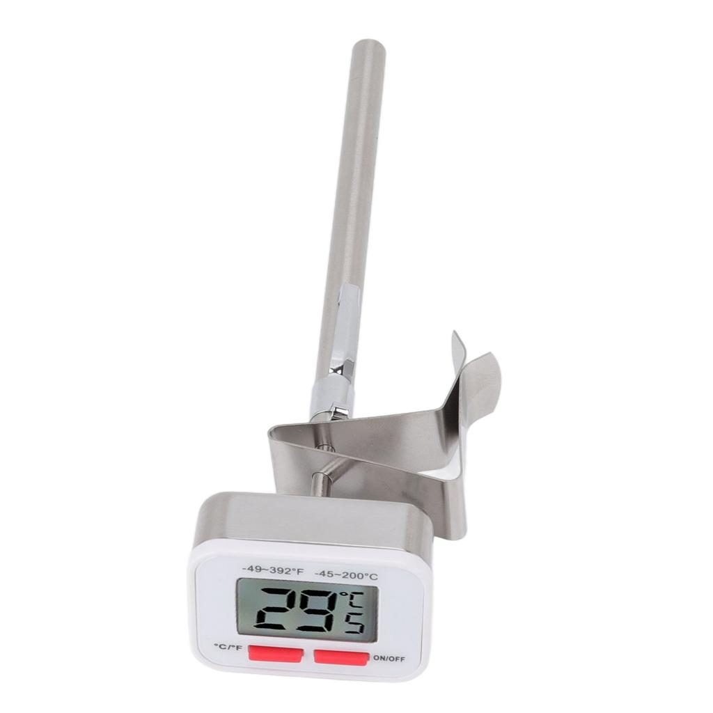 Food Thermometer Regulable Clip Large Display Screen Detachable Stainless Steel White Kitchen