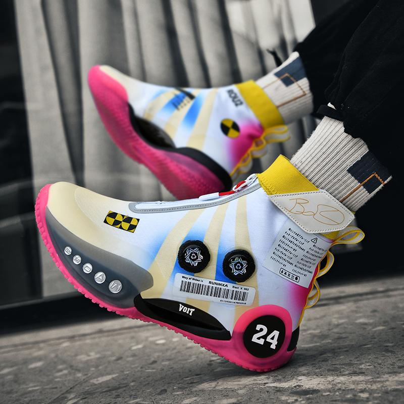 Zipper combat basketball shoes for men anti-slip cushioning 2025 new carbon plate technology high top youth sports shoes for men