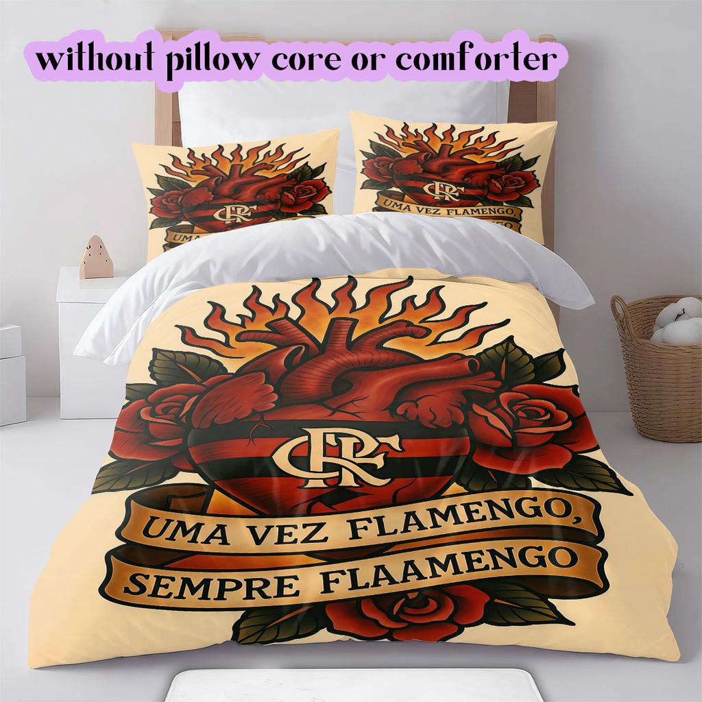 Flamengo football soccer Pattern Bedding,Quilt Set Quilt Cover Pillowcase Home Birthday Gift (1*duvet cover+2*pillowcase,without core)