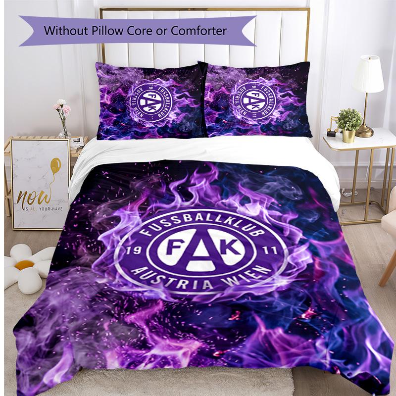 Austria Wien FC Printed 3PCS Bedding Set Breathable Duvet Cover with Pillowcases Decorative Bed Linen for Bedroom Home