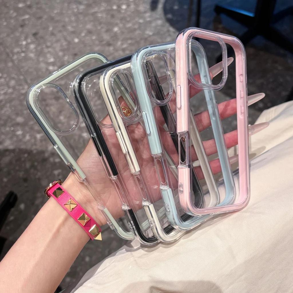 Colorful Two in one Acrylic Suitable for Apple 16 Mobile Phone Case IPhone 15 Protective Case 14 High Transparency 13 Soft Edges