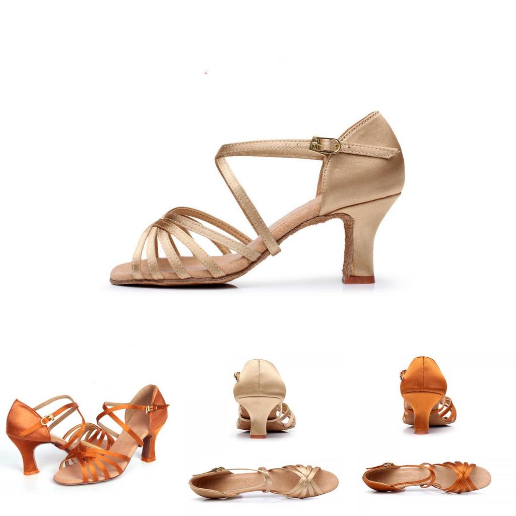 Elegant Satin 5 Cm High Heel Adult Female Latin Modern Ballroom Dancing Shoes