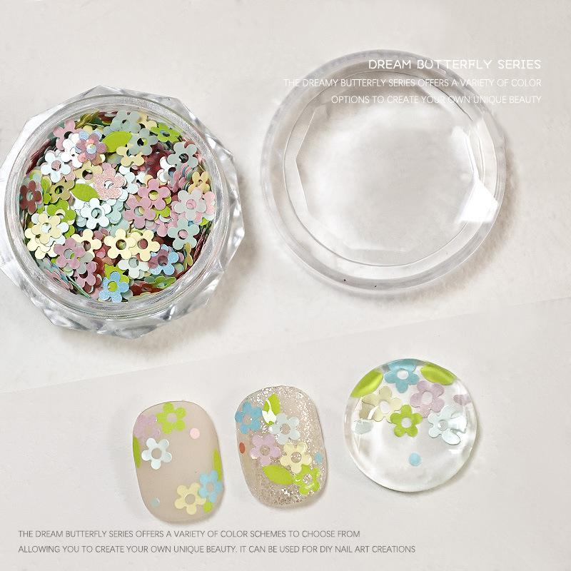 1 Jar Hollow Out Flowers Nail Art Glitter Mini Sparkling Flakes Nail Sequins Nail Art Decoration,Manicure Tips Charms For Women