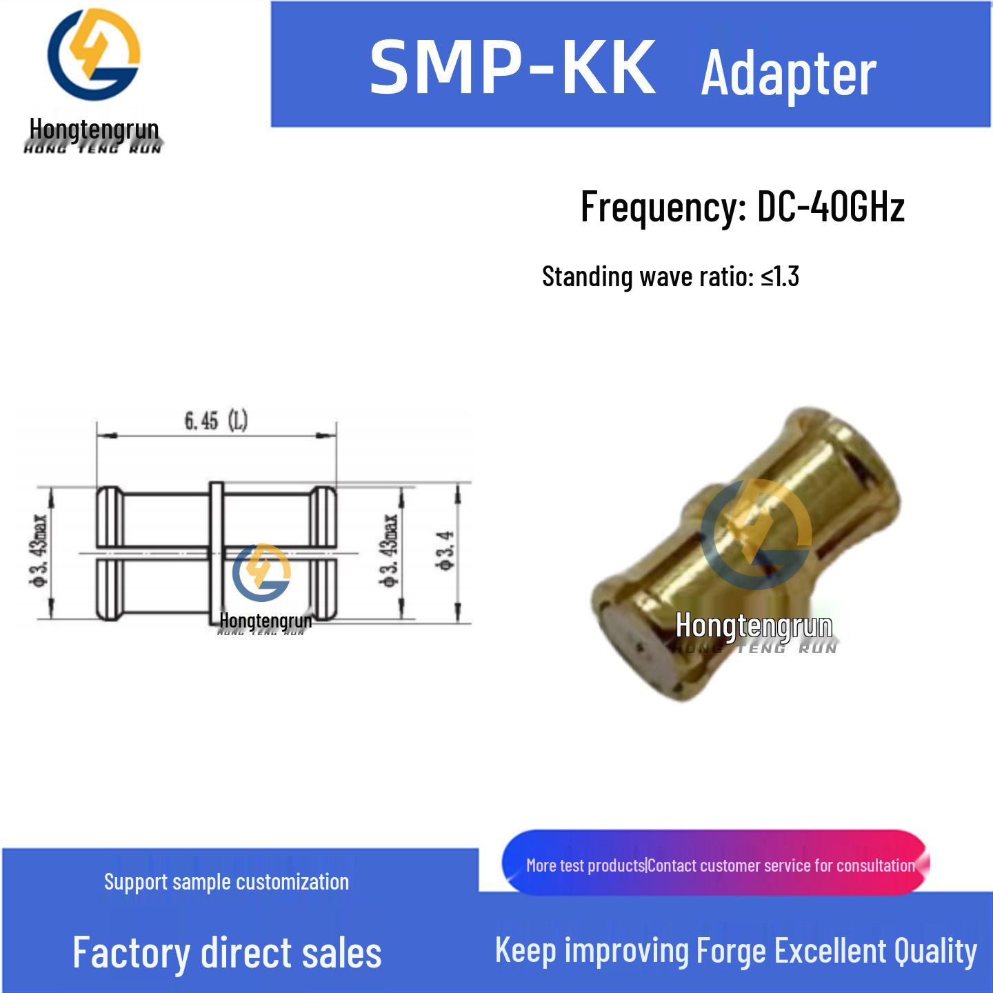 

SMP Female to SMP Female High-Frequency Feedthrough Adapter, 40GHz RF Coaxial Connector