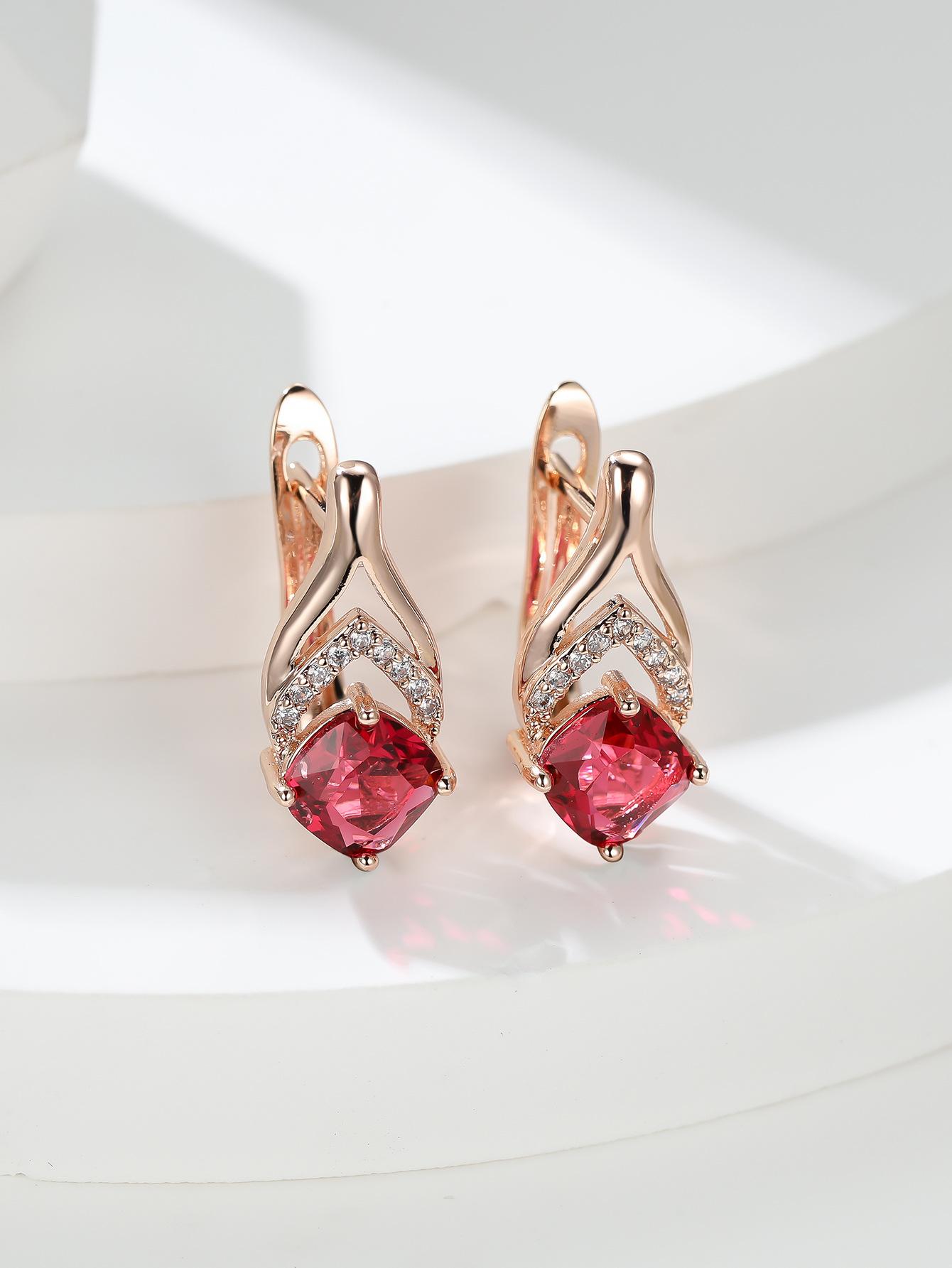 Модные серьги с серьгами-кольцами C-образной формы, инкрустированными бриллиантами, серьги с пряжками и простые серьги-кольца красный