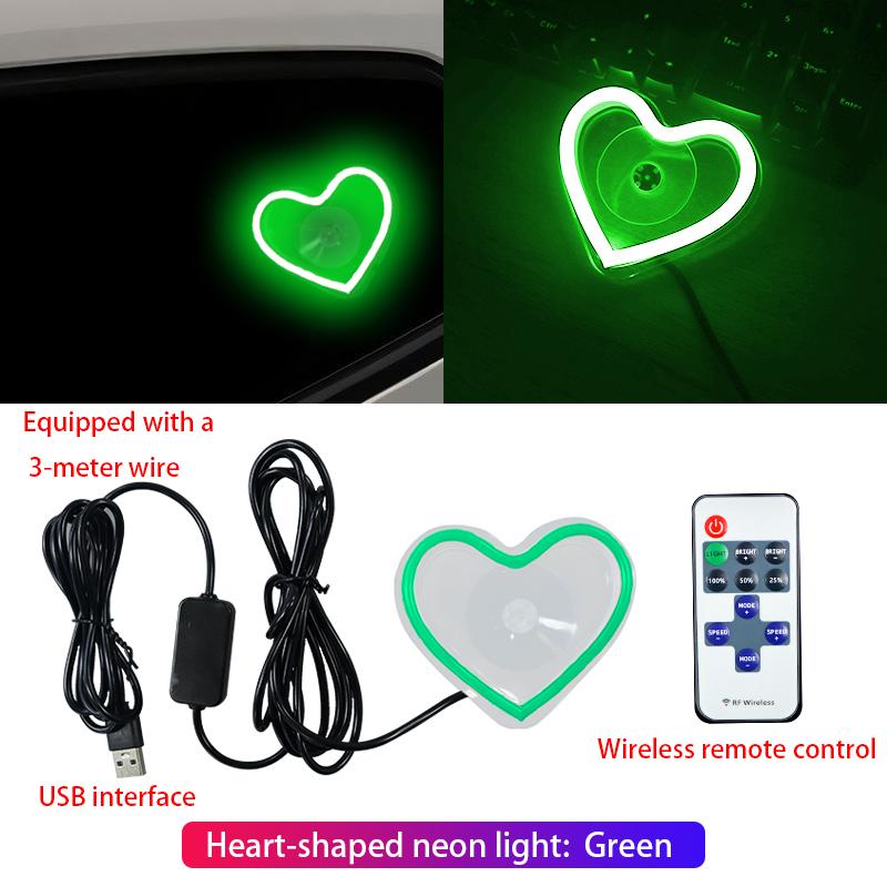 Car LED window lights interior decoration lights glowing heart atmosphere lights USB wiring car modification neon Car Decoration