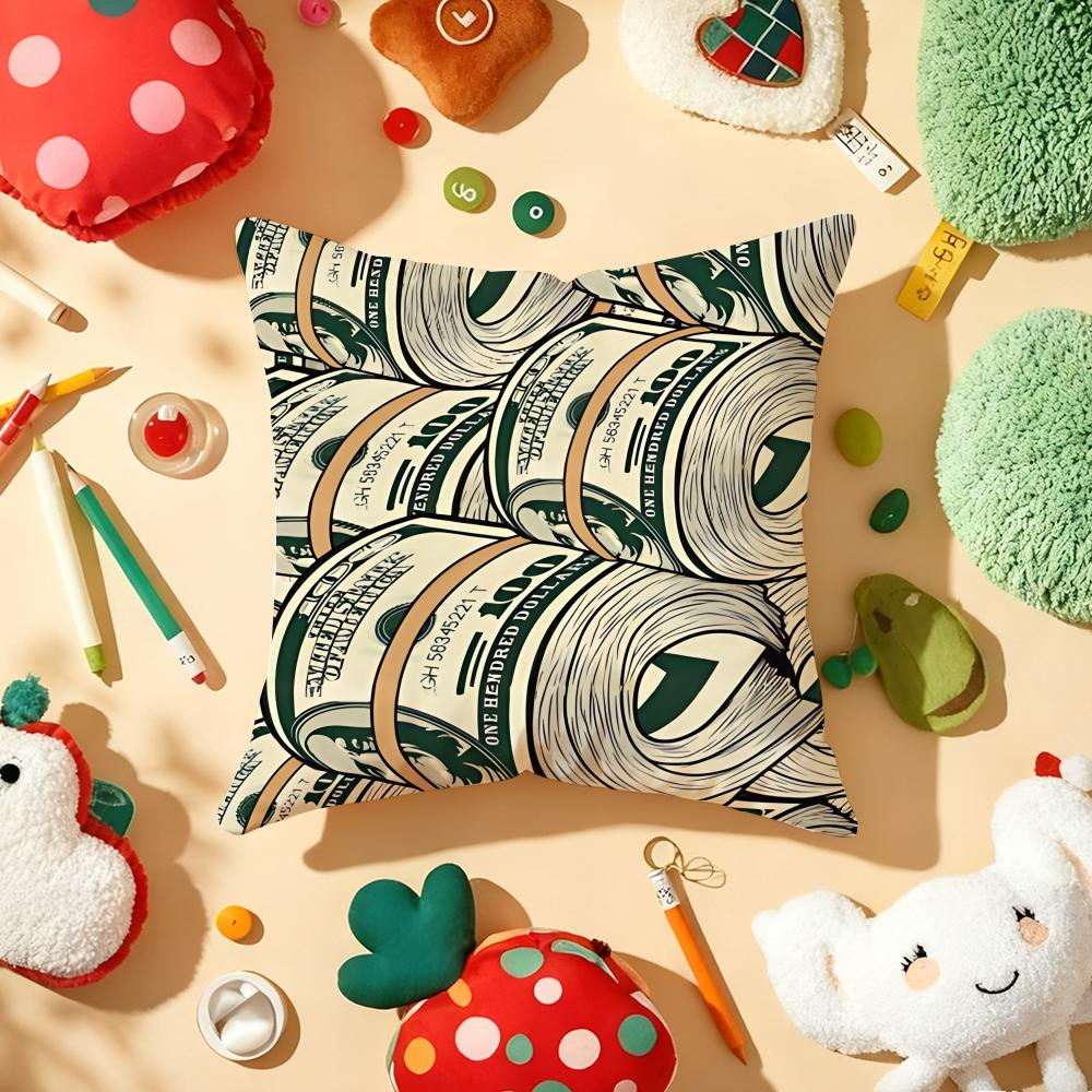 Popular Money Cushion Cover Soft Short Plush DoubleSided Printing Home Decor Machine Washable Pillow Case Gift