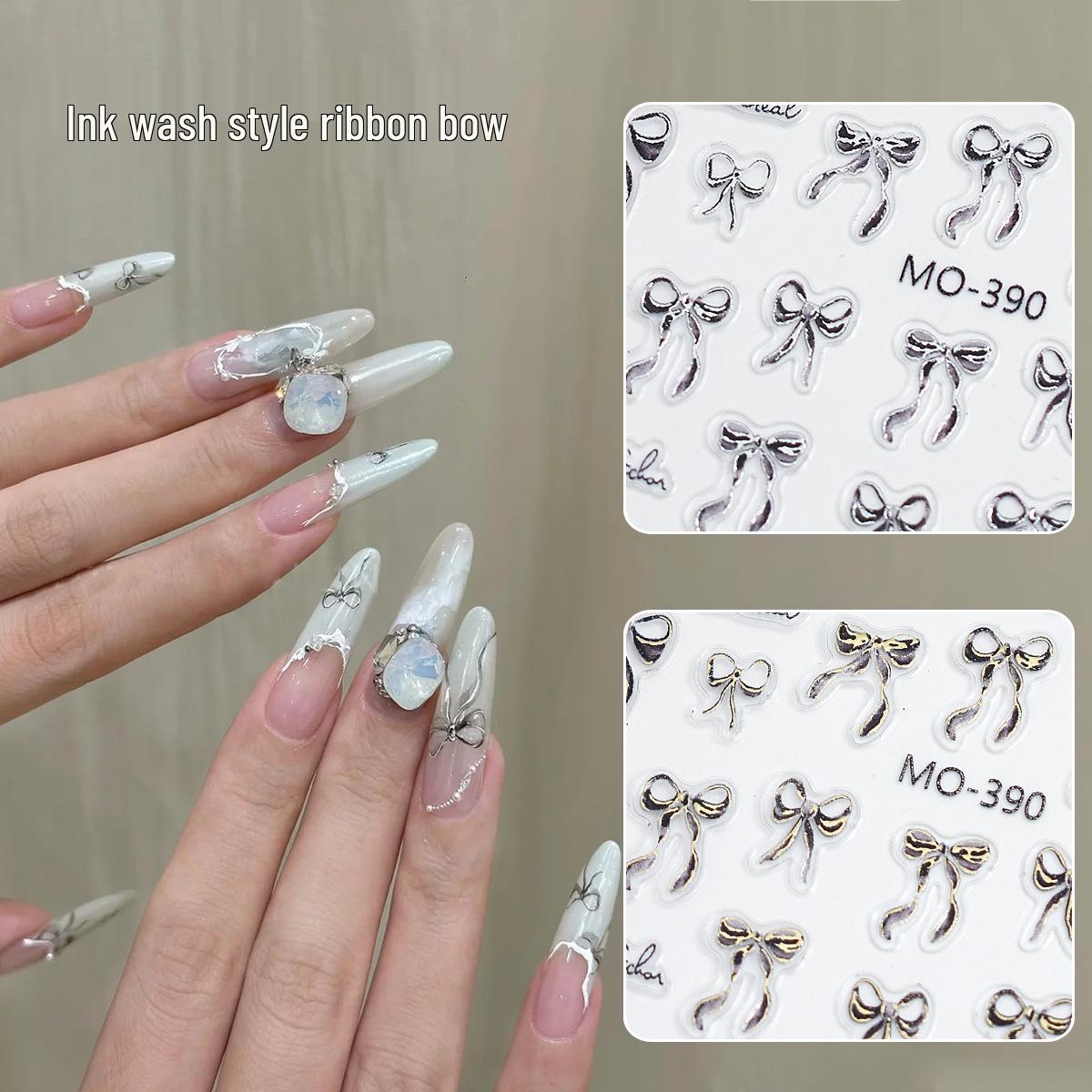 

White Bow & Ballet Shoe Nail Decals - Thin, Durable Nail Stickers for DIY Nail Art