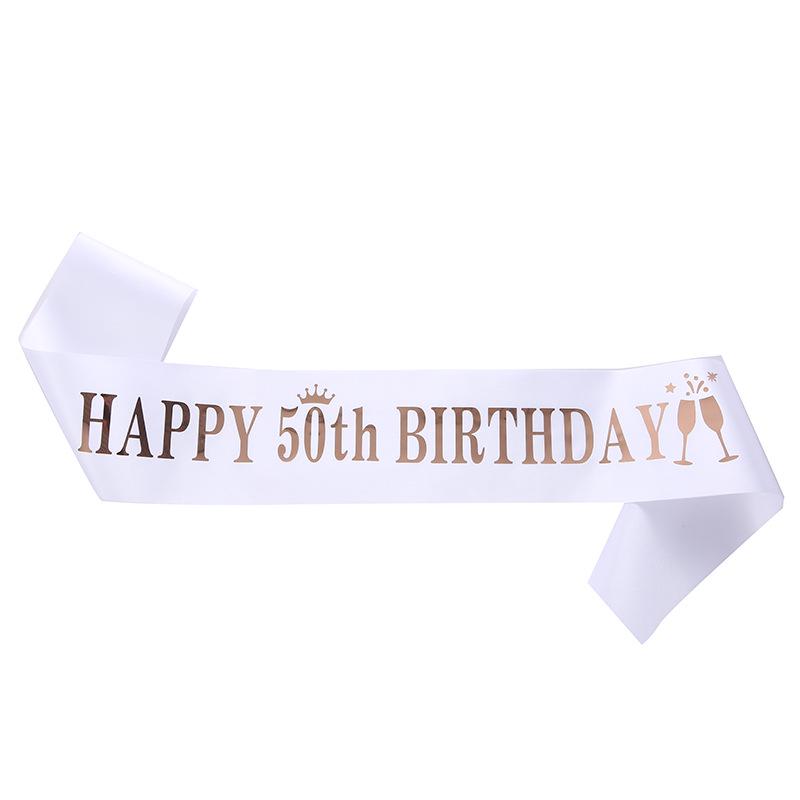 Happy Birthday Party Sash Ribbon - Age Options: 10, 13, 16, 18, 21, 30