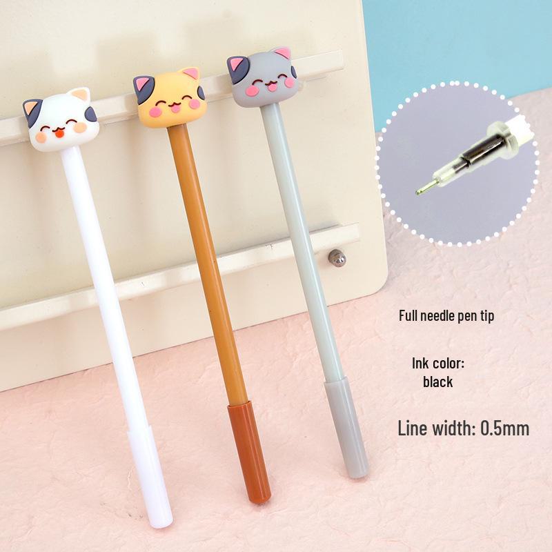 Cute Cartoon Cat Brush Black Pen - Student Reward & Stationery Gift