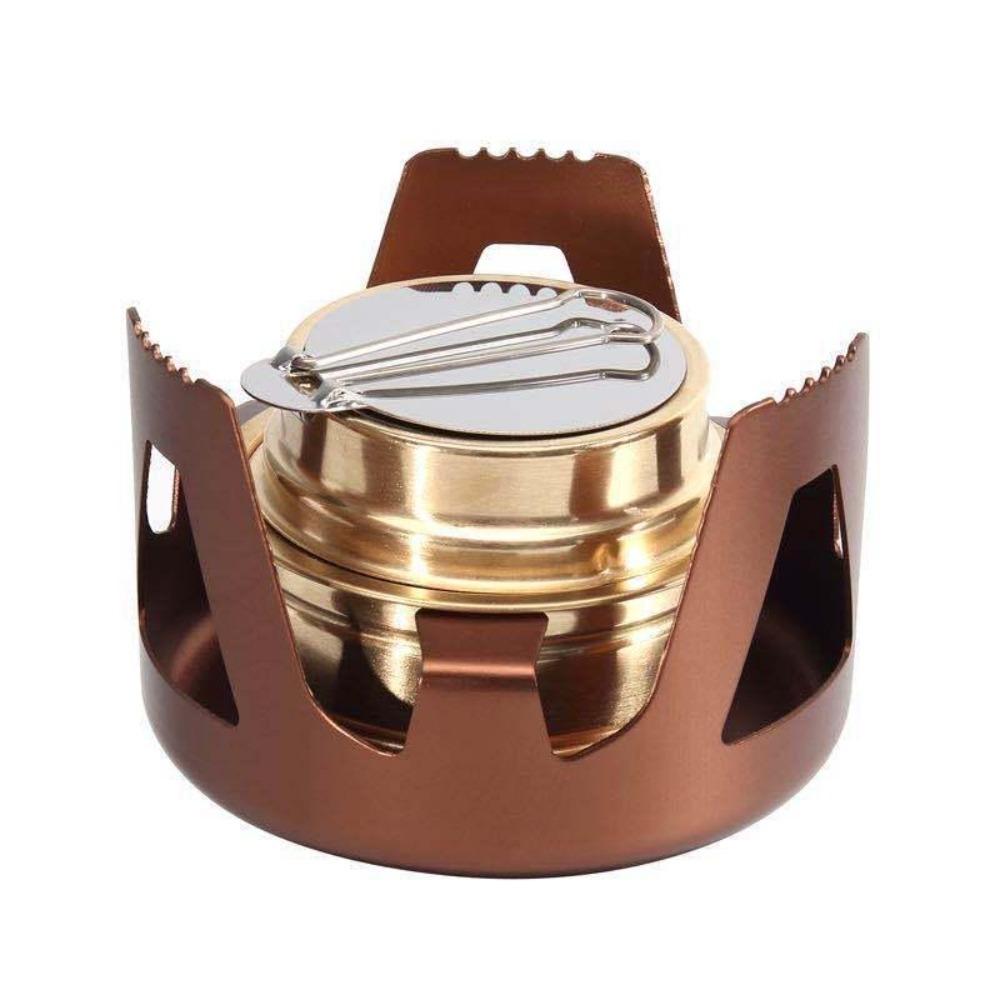 Outdoor Camping Brass Stove with Aluminum Stand Cover Portable Boiling Water Stove Bracket