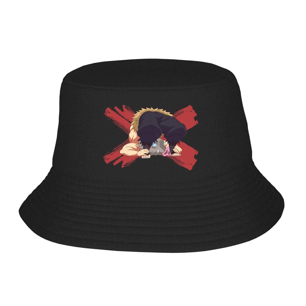 Pig Assault Bucket Hat Spring Picnic Headwear Inosuke Demon Slayer Anime Fisherman Caps for Outdoor Sport Unisex Bob
