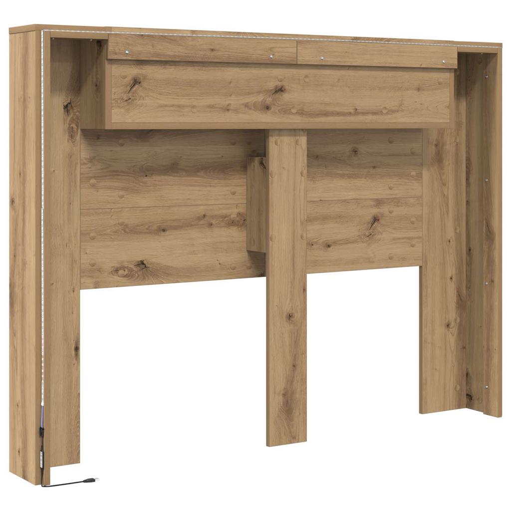 Headboard Cabinet with LED Artisan Oak 140 x 16.5 x 103.5 cm