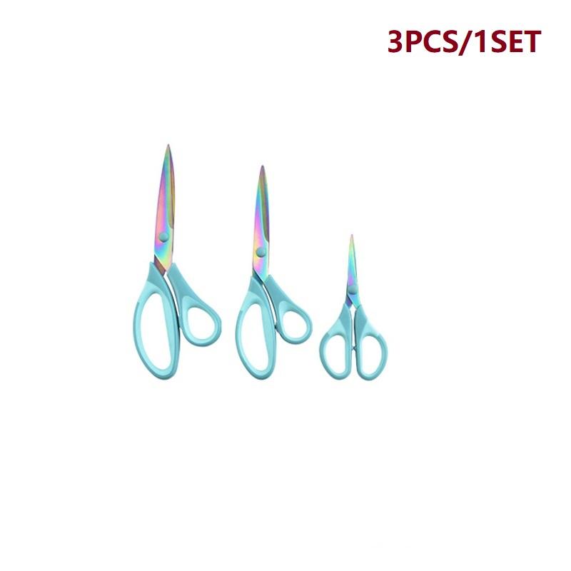 3PCS Colorful Titanium Office Tailor Scissors Colorful Titanium Plated Hand Cutting Household Sewing Scissor Set