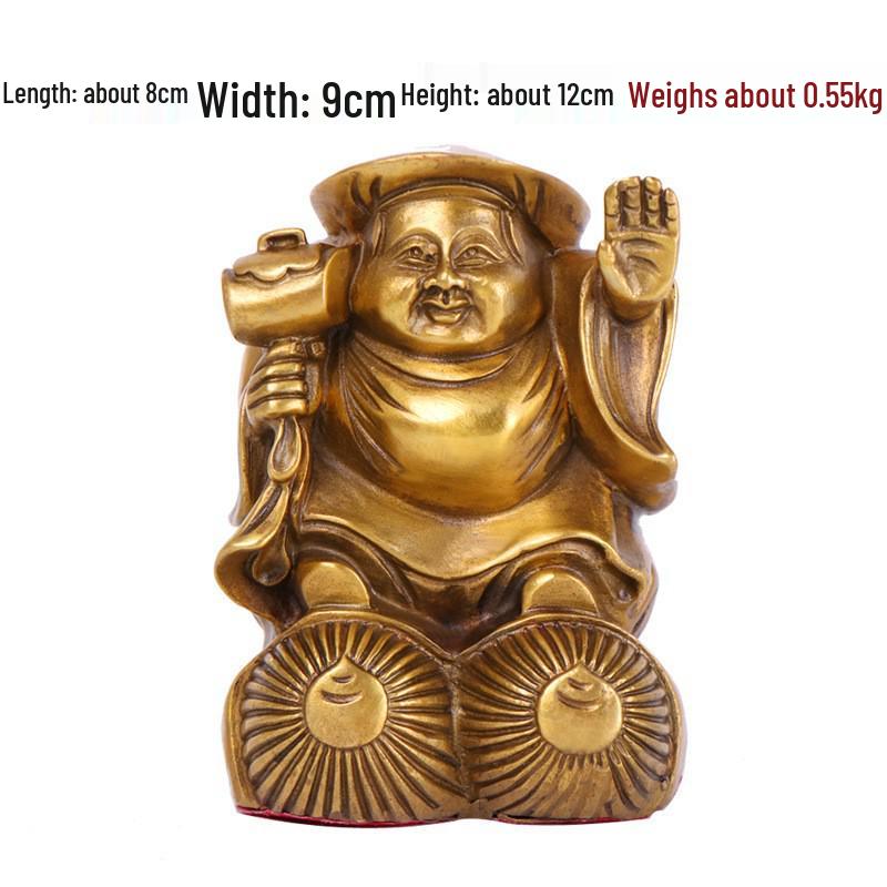 Three-Faced Daikokuten Copper Buddha Statue - Japanese God of Wealth