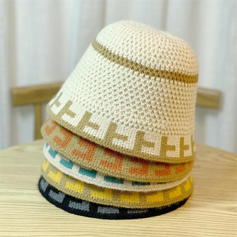 Korean Crochet Woolen Hat Womens Autumn And Winter Color Knitted Hat Fisherman