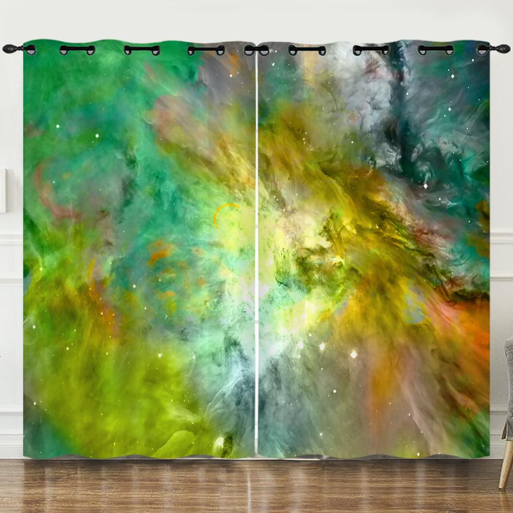 Curtain 3D Digital Printing Blackout Curtain Colored Cloud Curtain Bedroom Without Punching