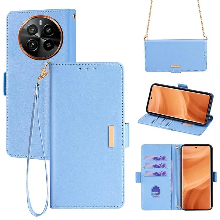 

For Realme GT5 Pro 5G RFID Blocking Wallet Crossbody Case PU Leather Folding Stand Phone Cover - Blue