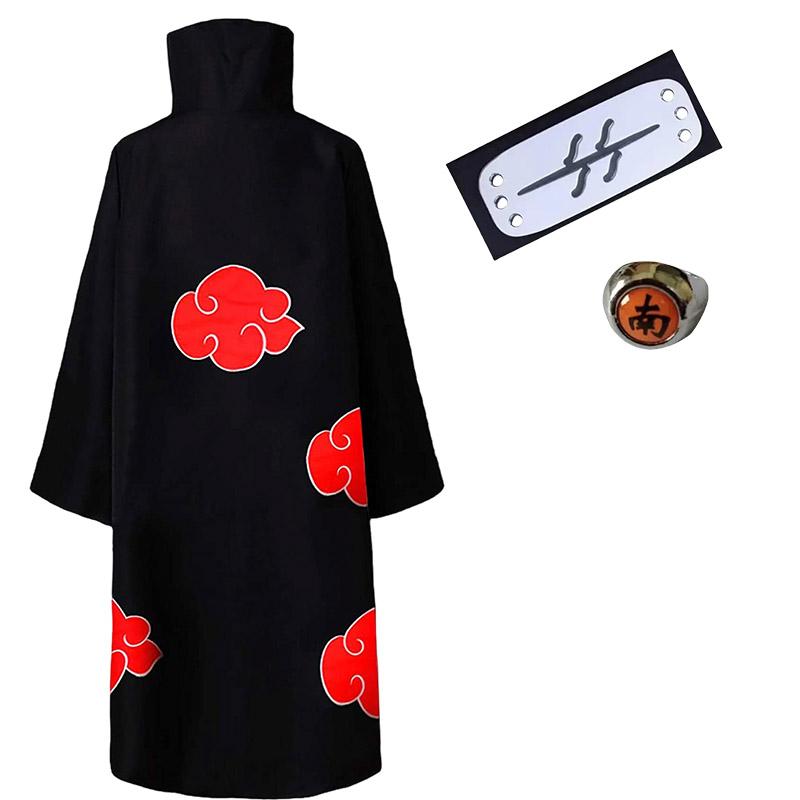 Bilibili Anime Akatsuki Deidara Cosplay Kostuum Uchiha Itachi Rode Wolk Mantel Gewaad Mantel Hoofdband Accessoires Halloween Kleding Kids 135 (XXS)
