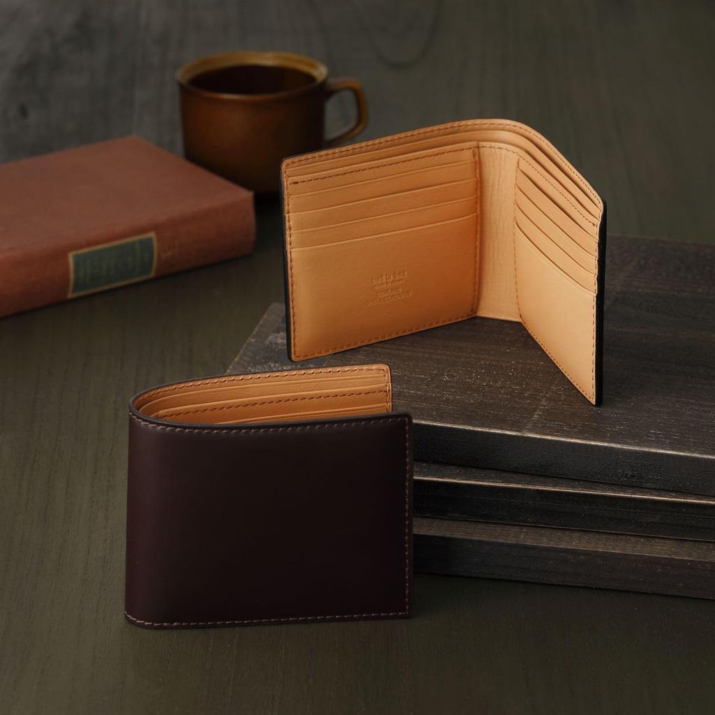 [Bell la bell] Bell Label Bi-fold Wallet, Cordovan Leather [Made in Japan] All-Leather Men's Wallet (No Coin Pocket) (Bi-fold Wallet (Card Holder Type