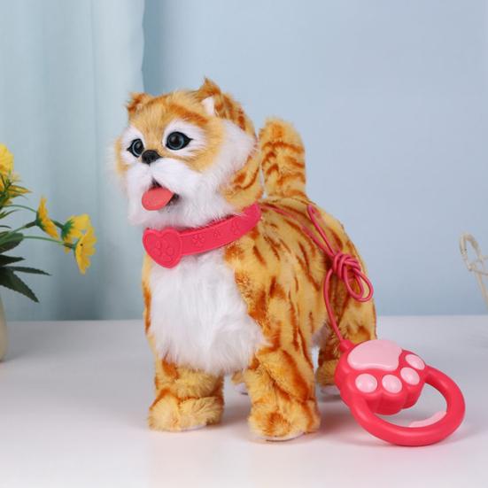 Yousheng Electric Plush Dog Toy with Leash Licking Tongue Walking Puppy Plushie with Touch Sensing Lifelike Sounds Toddlers Interactive Simulation