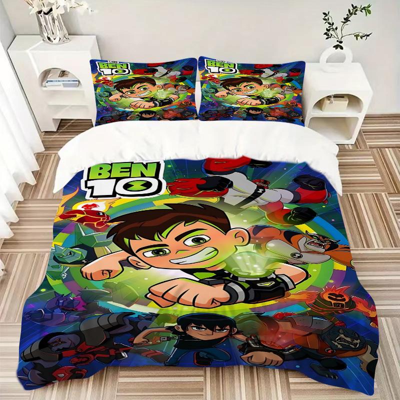 3pcs Ben 10 Duvet Cover Set (1 Duvet Cover + 2 Pillowcases, No Core) - Comfortable, And Breathable Bedroom Decoration Yy251104047