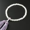 Kyoto Butsudan Hayashi Women's Prayer Beads, Pure Silk with Two-Tone Tassel, White Onyx and Fujiun Stone Finish [Onyx] [Prayer Beads Bag Set] W-044