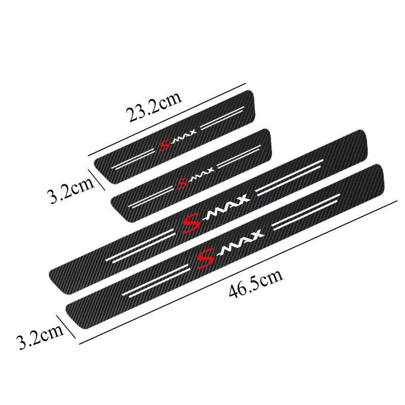4pcs Carbon Fiber Car Door Sticker For Ford Smax Cmax Bmax Auto Threshold Decoration