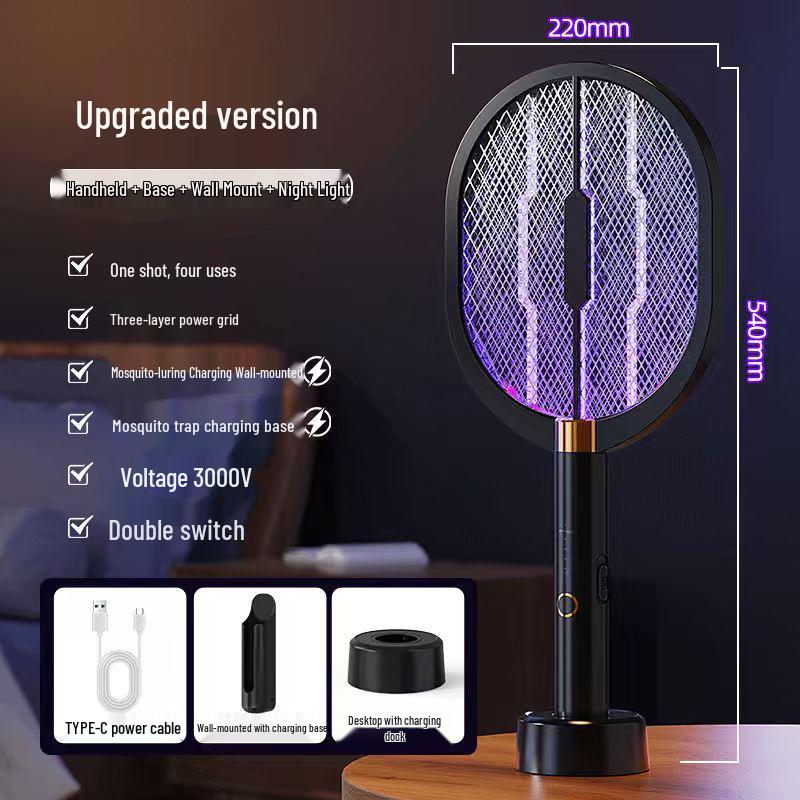 Rechargeable Electric Mosquito Swatter & Lamp: Two-in-One Outdoor Fly and Mosquito Killer for 2026 Hot Sale.