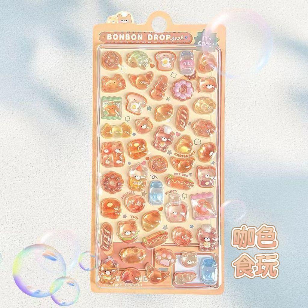

3D Embossed Crystal StickersCute Animal Transparent Crystal Diamond Decorative Stickers Phone Laptop Decorative Cartoon Stickers