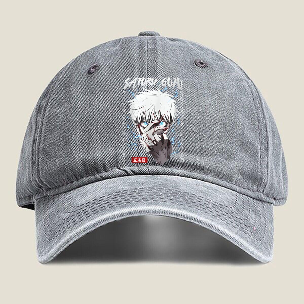 

Satoru Gojo Anime Fashion Washed Baseball Cap Hat Outdoor Activities One Size серый
