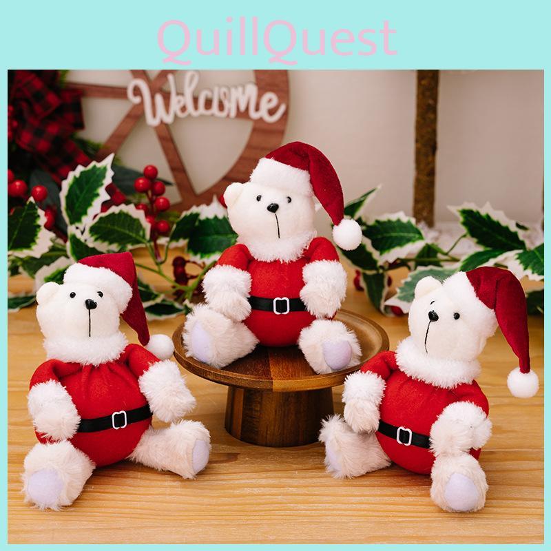 Adorable Plush Christmas Bear Figurine Soft Cute Holiday Decor For Kids Gifts
