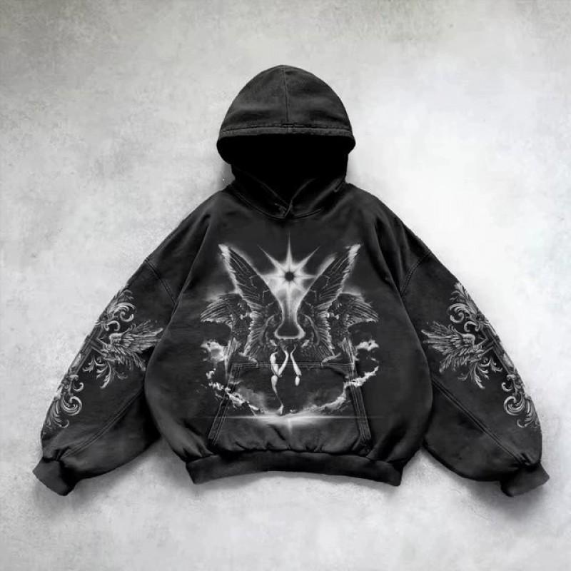 Herren Übergroßes Kapuzensweatshirt Mit 3D-Göttinnen-Print Locker Geschnitten Lässiger Langarm-Pullover