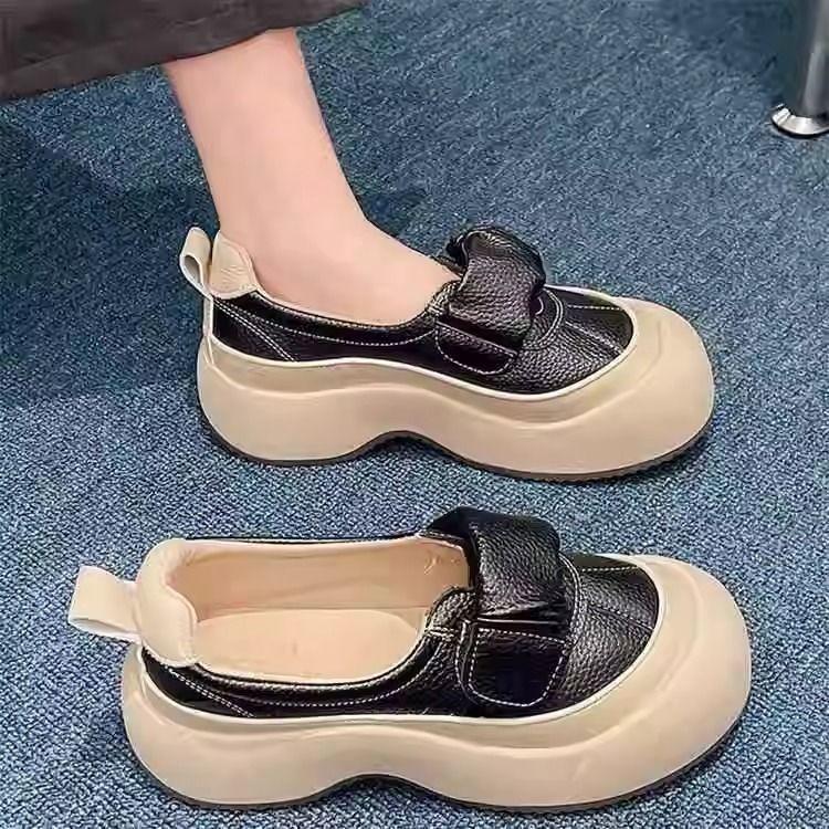 Popular retro single shoes women's autumn 2025 new one-pedal lazy breathable single shoes platform casual sneakers