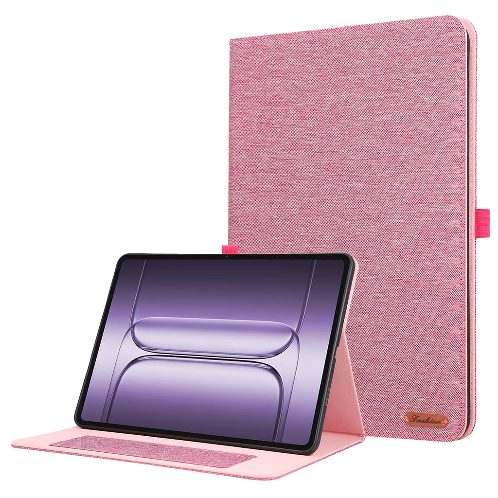 For OnePlus Pad 3 Case with Stand Card Holder Cloth Texture Leather Tablet Cover