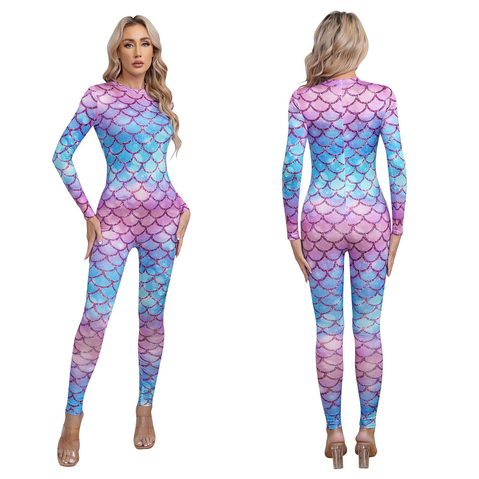 

Жіночий купальник русалка з принтом риб ячої луски, комбінезон, повне тіло, пляжний одяг, на блискавці ззаду M