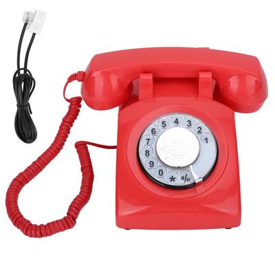 CTN8019 Obrotowy Telefon Stacjonarny z Pokrętłem Antyczny Telefon Stacjonarny Vintage(Czerwony )