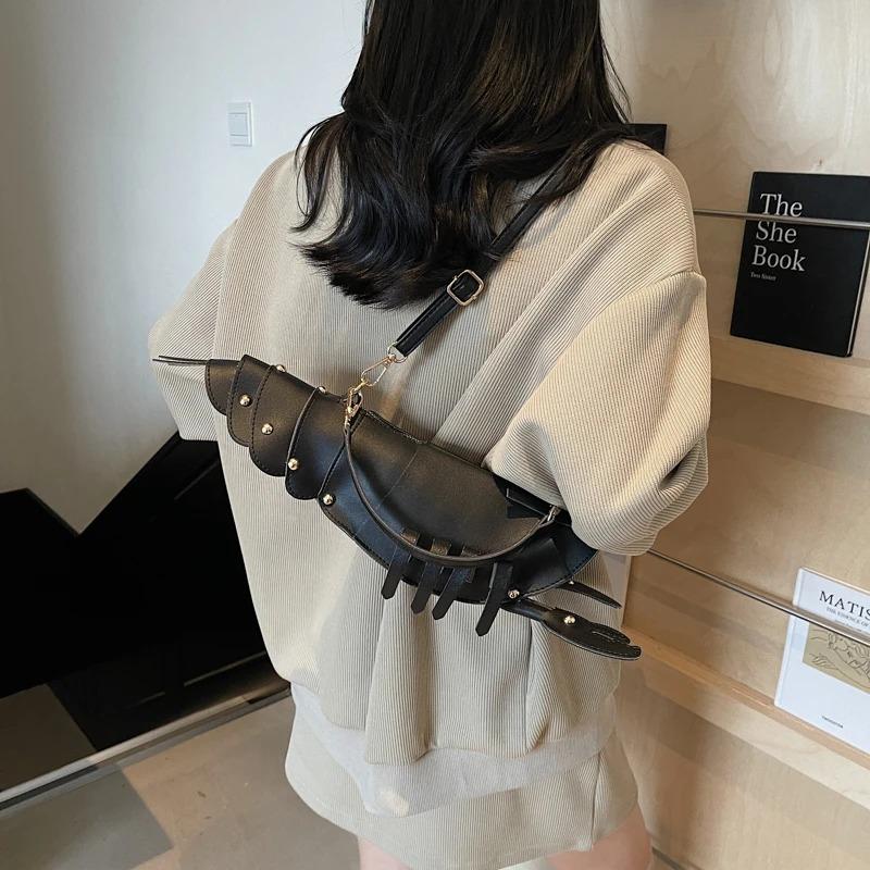 PU Reißverschluss Nischen Crossbody-Taschen Hummerform Design Sinn 2025 Hohe Qualität Damen taschen Einfarbige Niete Mode Umhängetasche